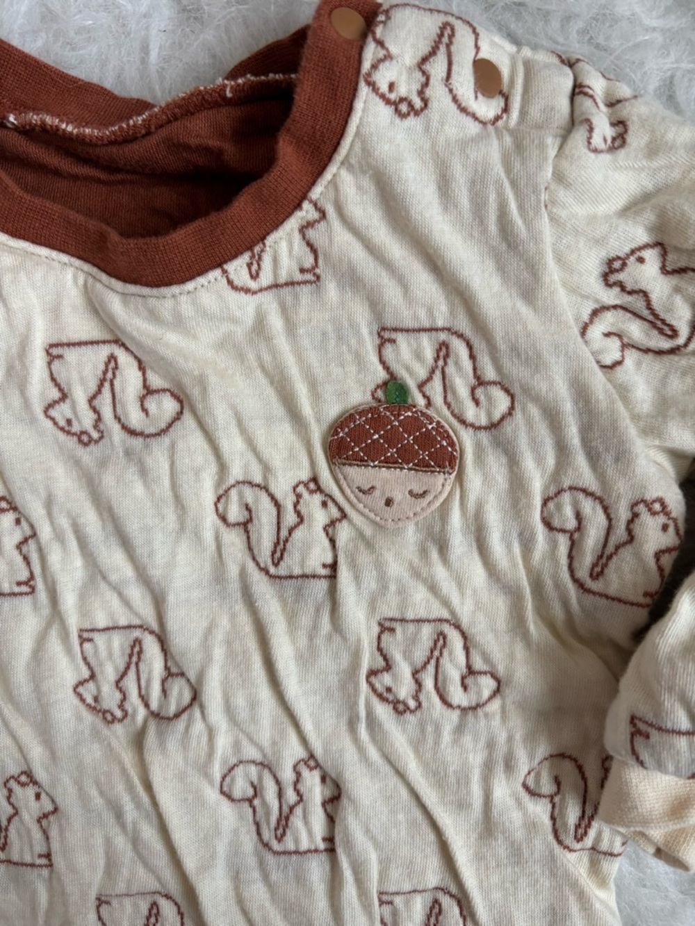 Absorba Baby Cream and Brown Squirrel Print Matching Cozy Set - Picture 3 of 4